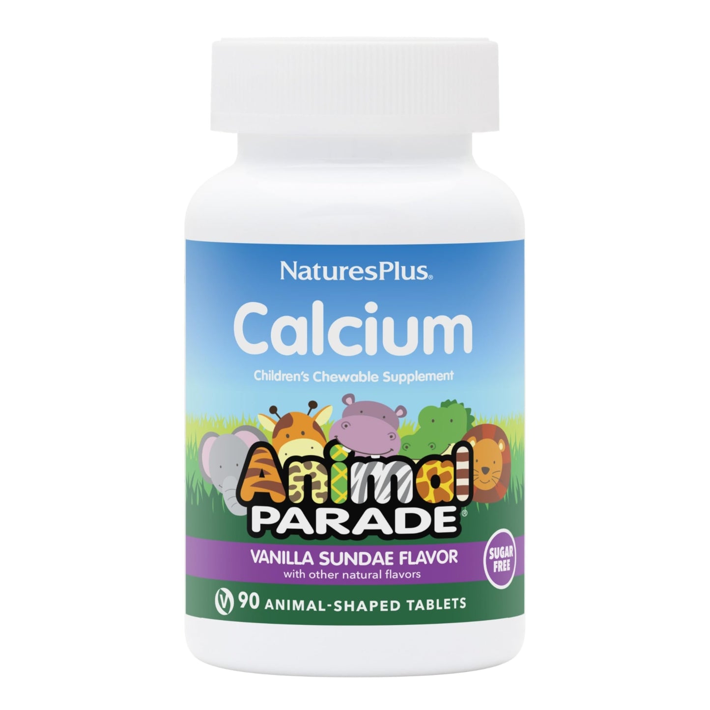 Frasco calcio sin azúcar NaturesPlus Animal Parade para niños