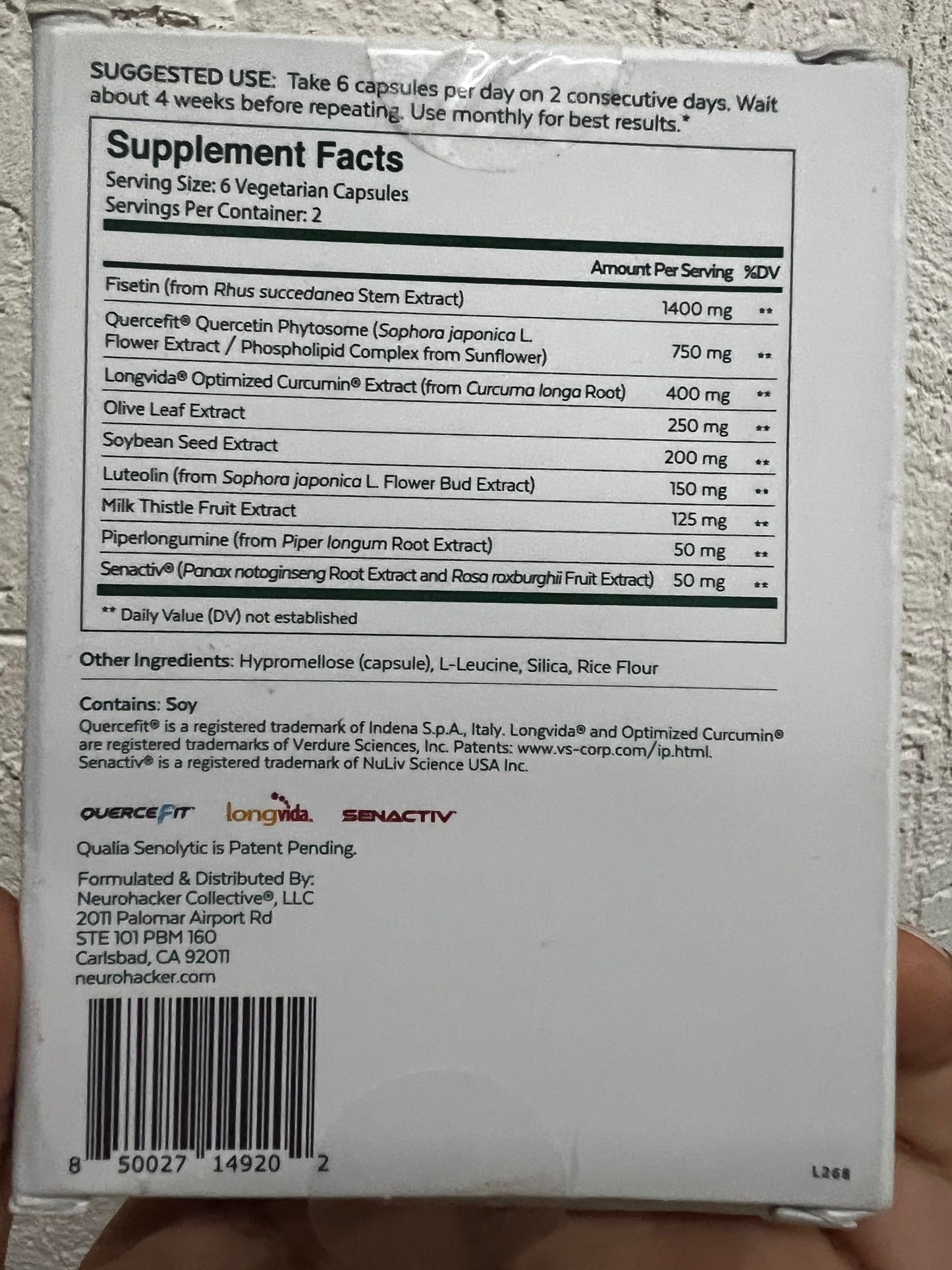 Calidad premium suplementos Qualia Life y Senolytic
