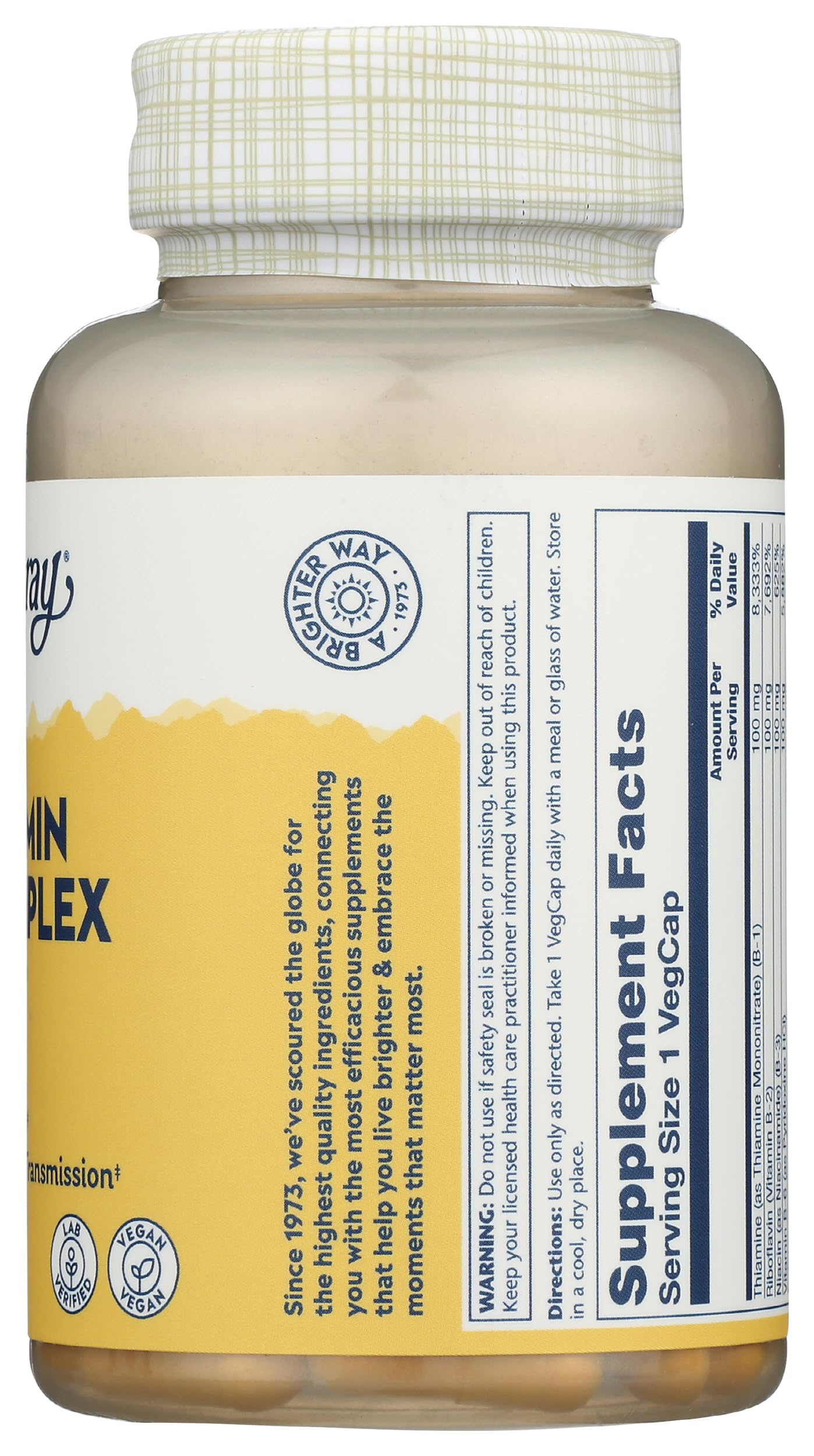 Cápsula suplemento Solaray Complejo B 100 mg