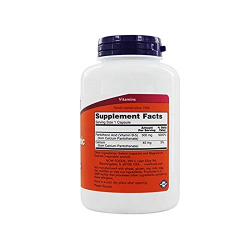 Cápsulas ácido pantoténico NOW Foods vitamina B5 100 unidades