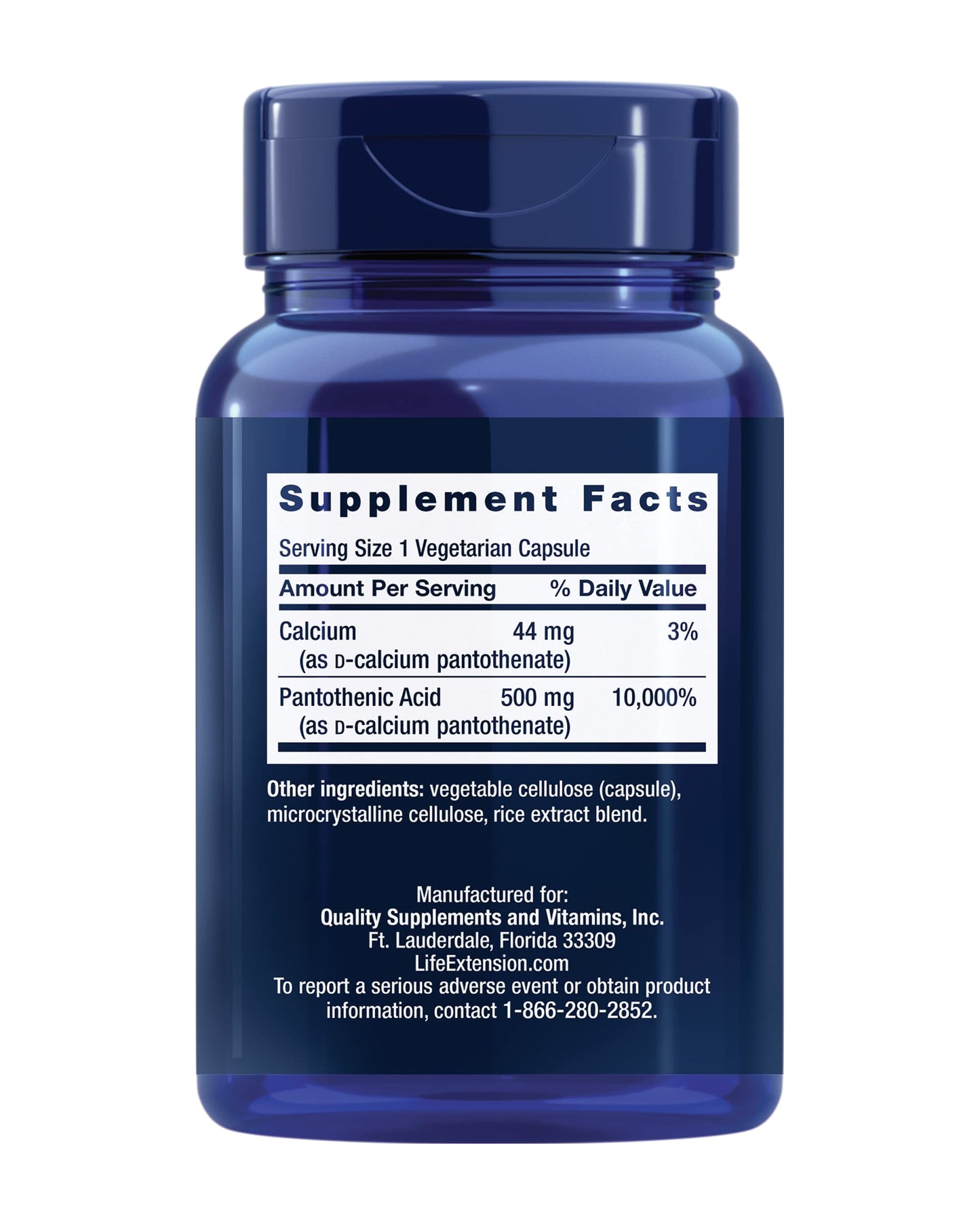 Cápsulas ácido pantoténico vitamina b5 Life Extension