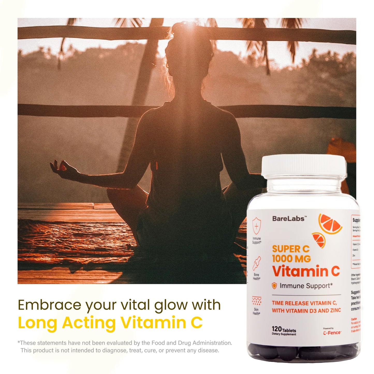 Cápsulas BareLabs Ashwagandha 300mg y Vitamina C 1000mg