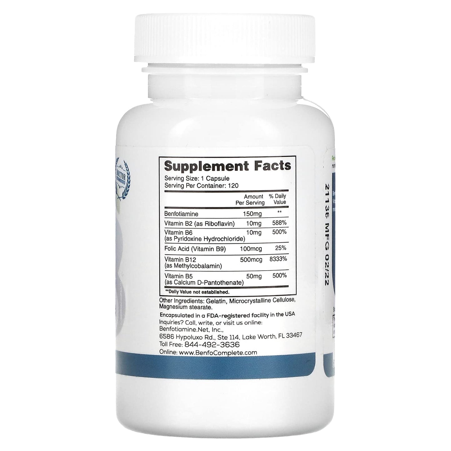 Cápsulas Benfotiamina Inc Multi-B 150 mg para neuropatía