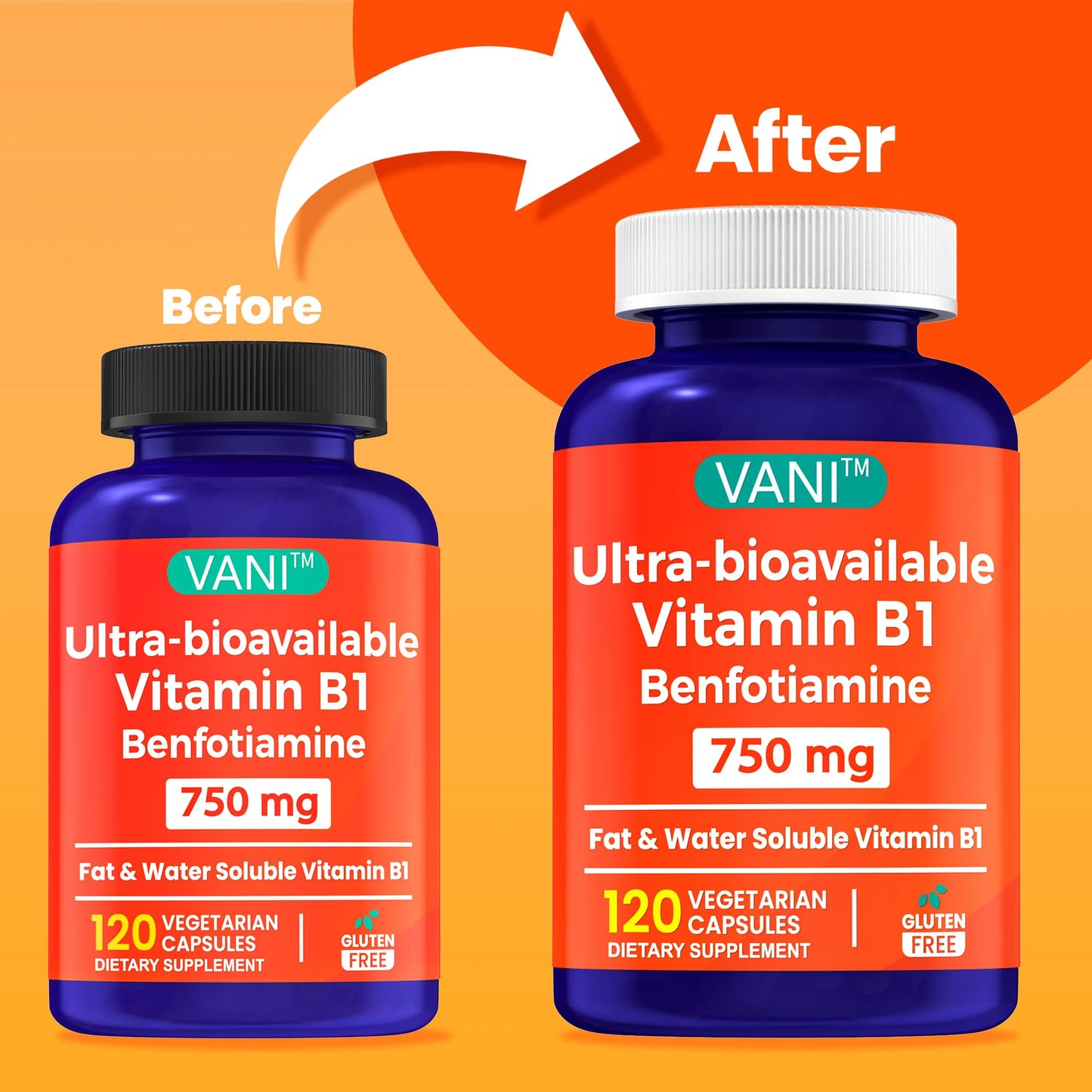 Cápsulas de Benfotiamina VANI para energía y salud