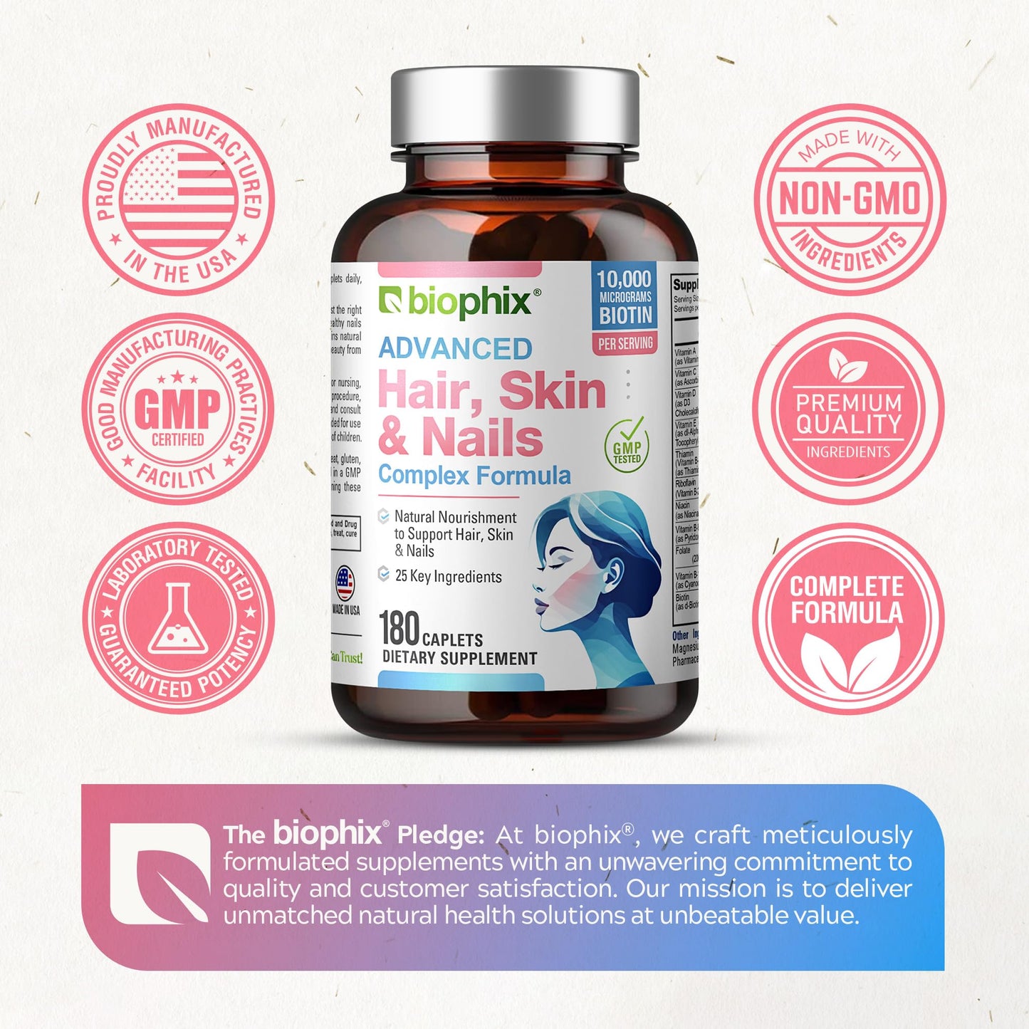 Cápsulas biophix con ingredientes naturales para belleza