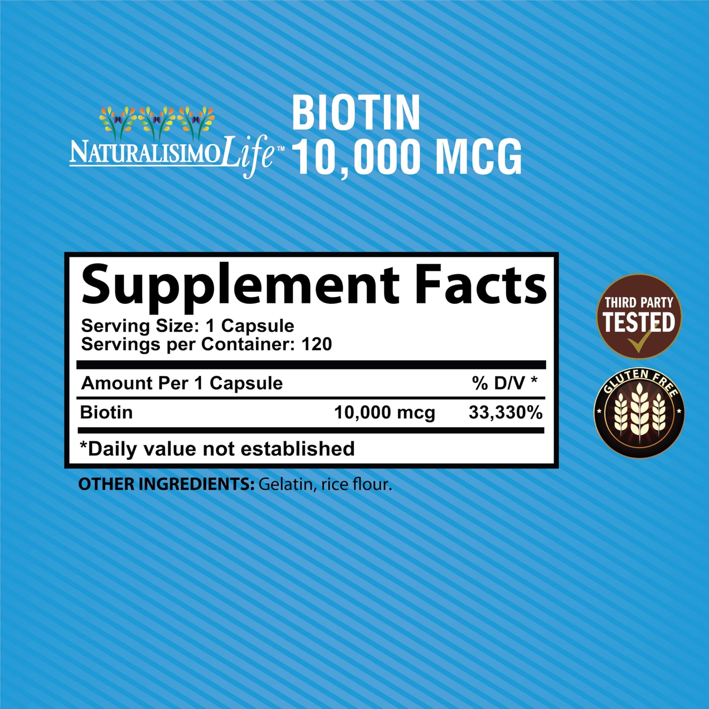 Cápsulas de Biotina 10,000 mcg NaturalisimoLife para cabello