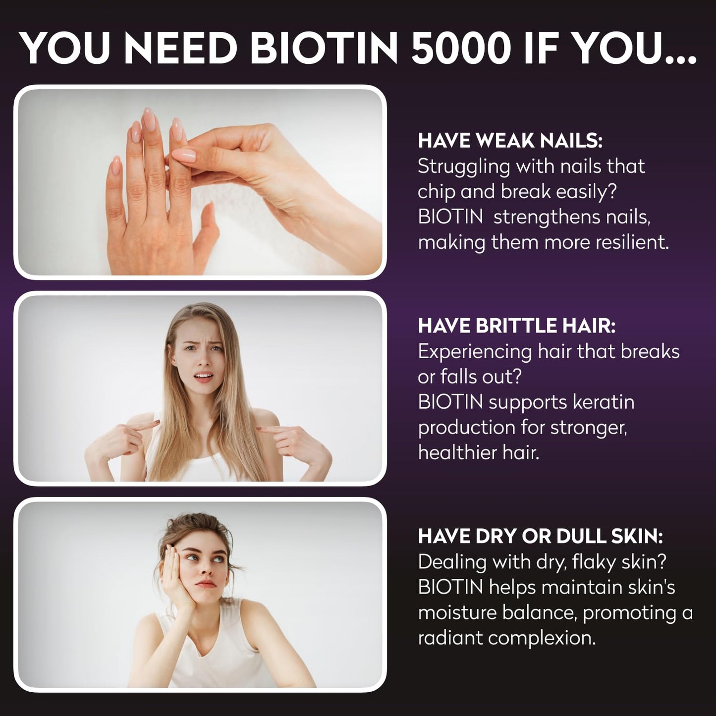 Cápsulas biotina para crecimiento fuerte y saludable del cabello