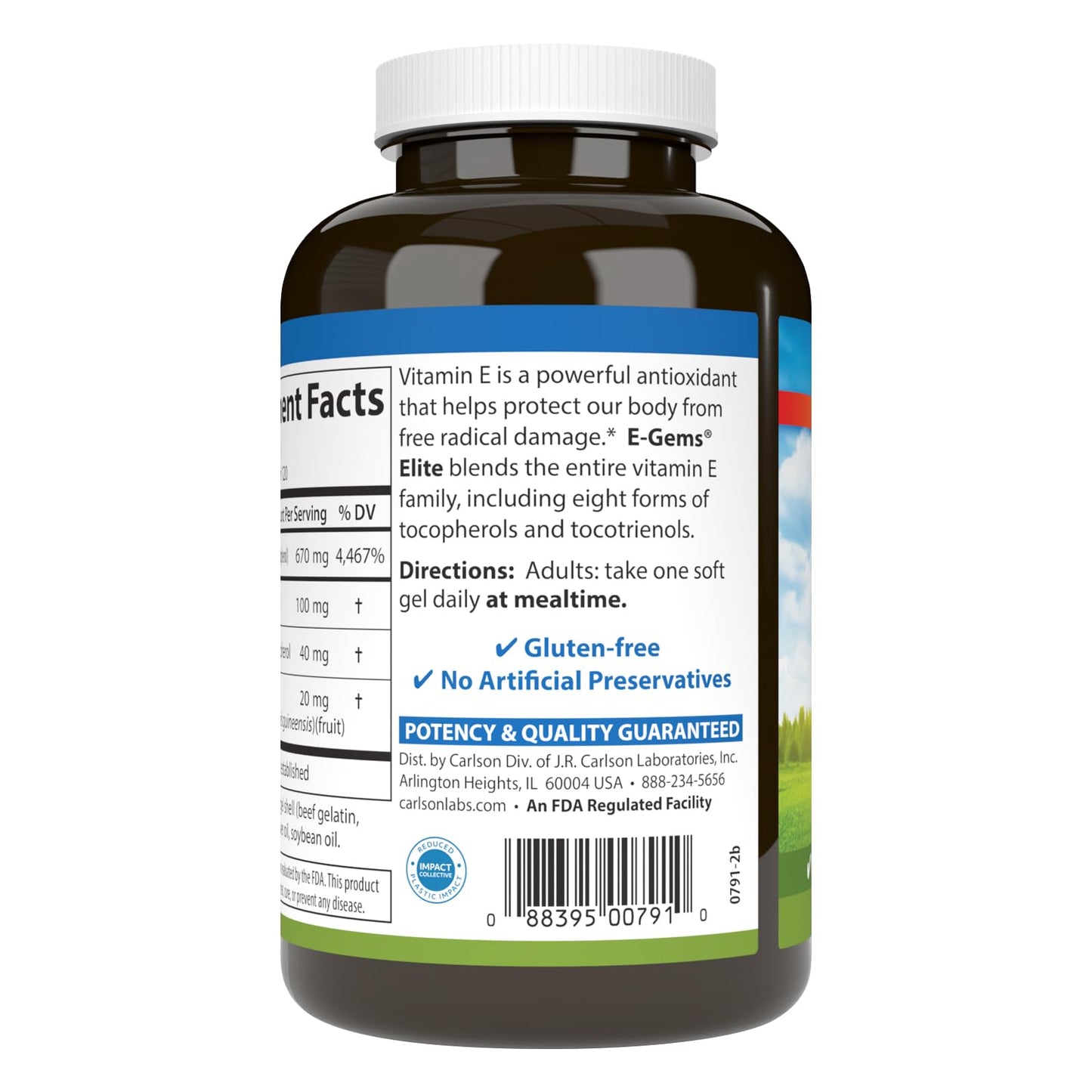 Cápsulas blandas Carlson E-Gems vitamina E 1000 UI antioxidante