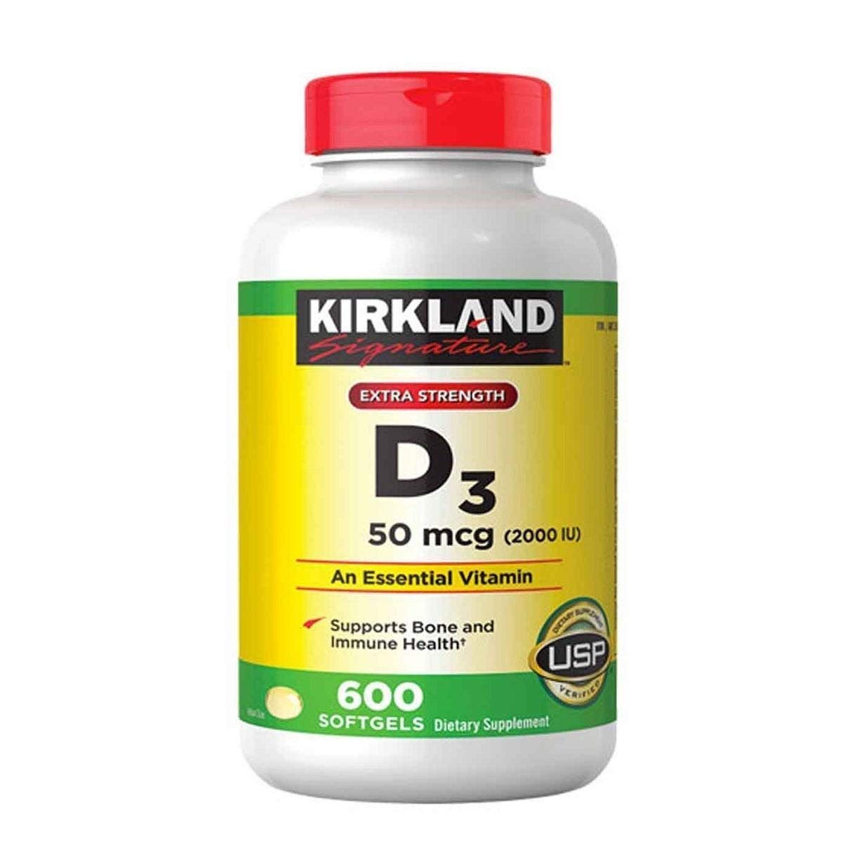 Cápsulas blandas Kirkland Signature D3 Extra Fuerza paquete
