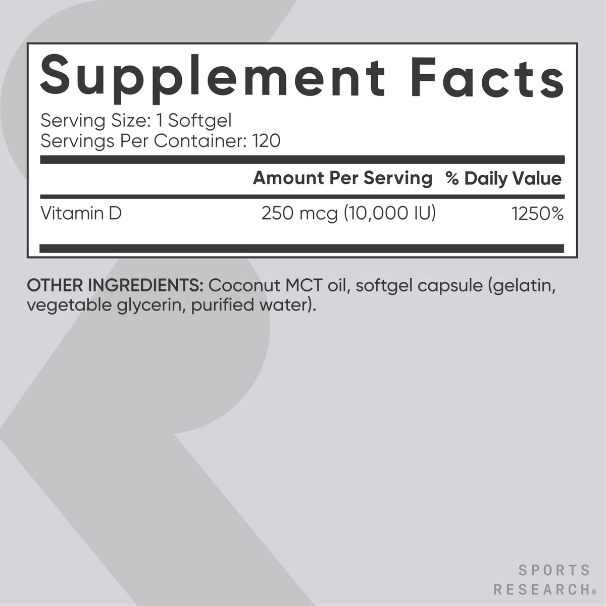 Cápsulas blandas vitamin d3 sports research
