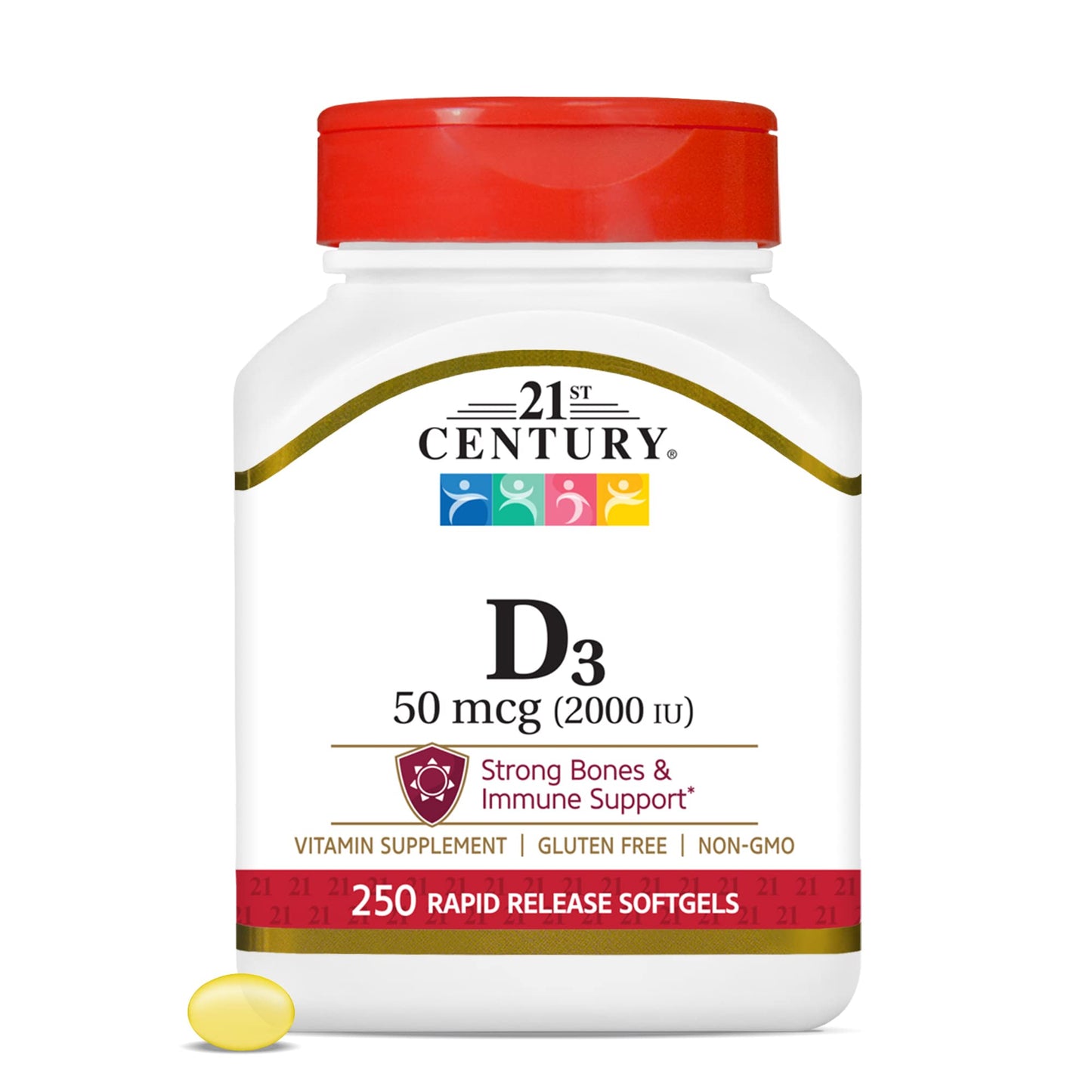 Cápsulas blandas de Vitamina D3 2000 IU 21st Century