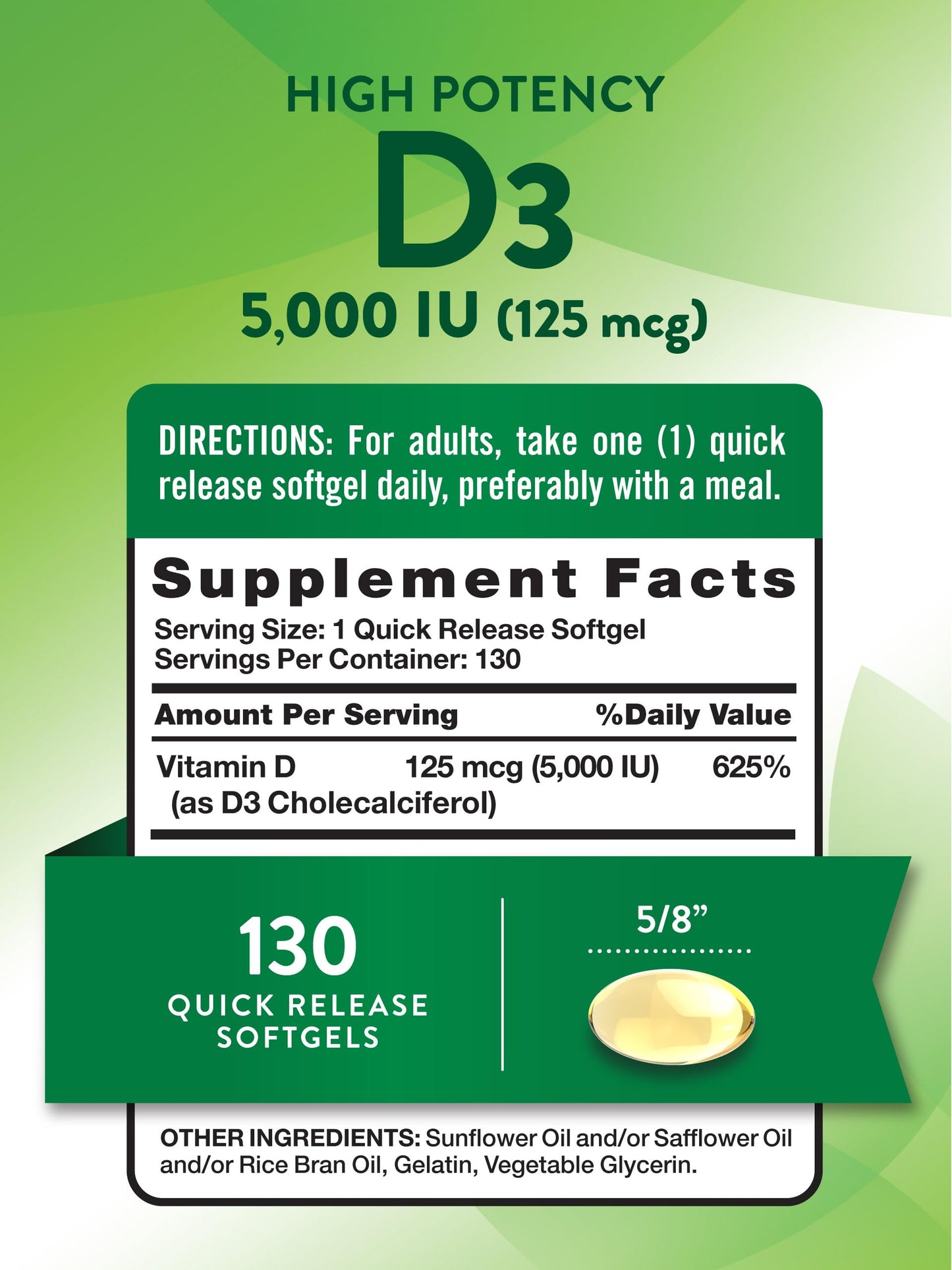 Cápsulas blandas vitamina D3 Nature's Truth 5000 UI