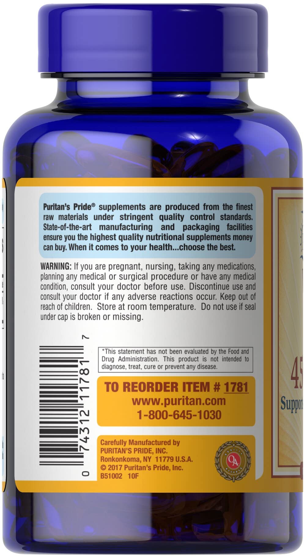 Cápsulas blandas vitamina E Puritan's Pride 1000 UI paquete 100