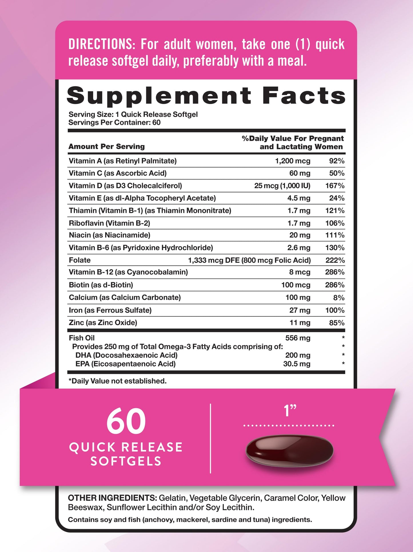 Cápsulas blandas vitaminas prenatales Nature's Truth 60 softgels