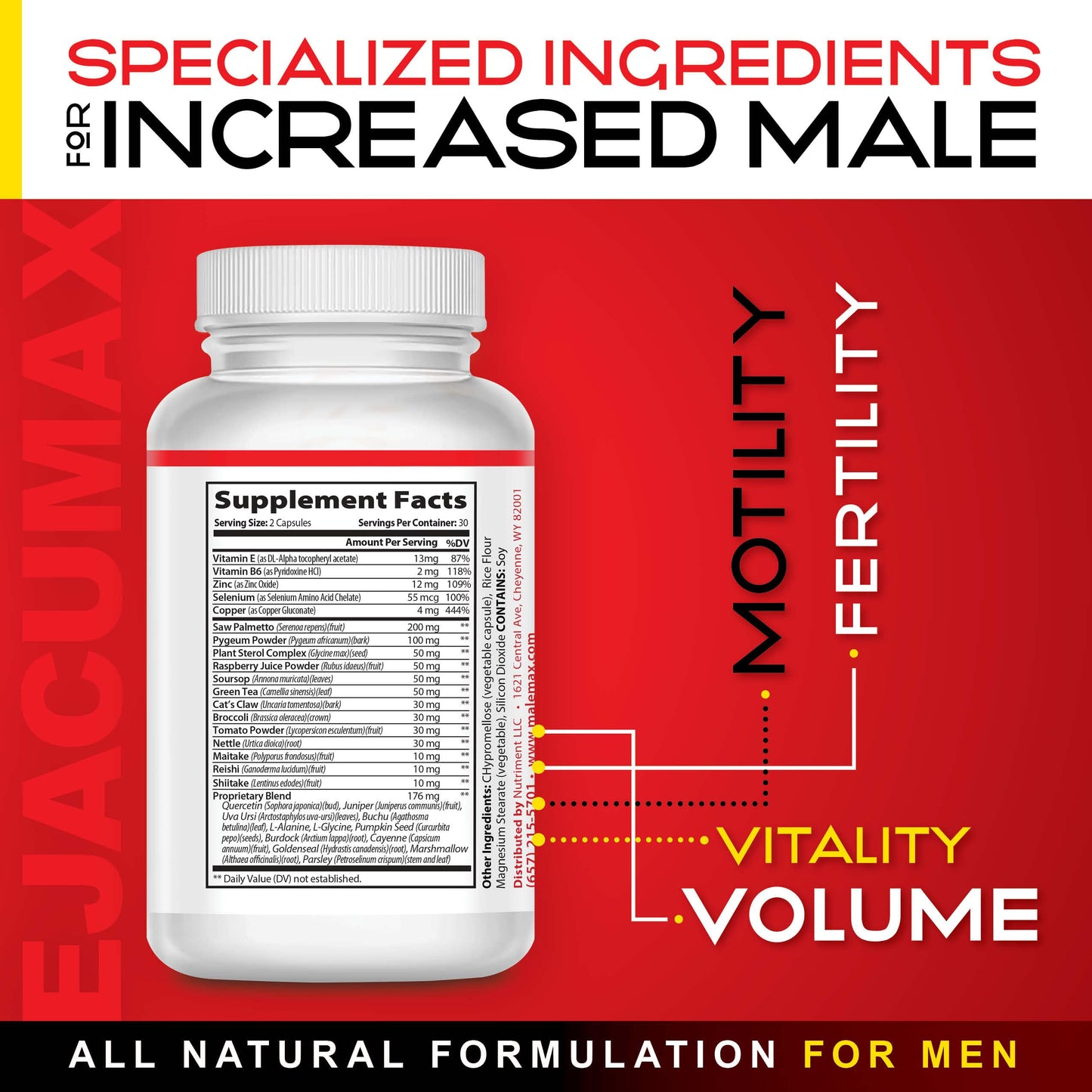 Cápsulas Ejacumax Vitality salud reproductiva y semen aumentado