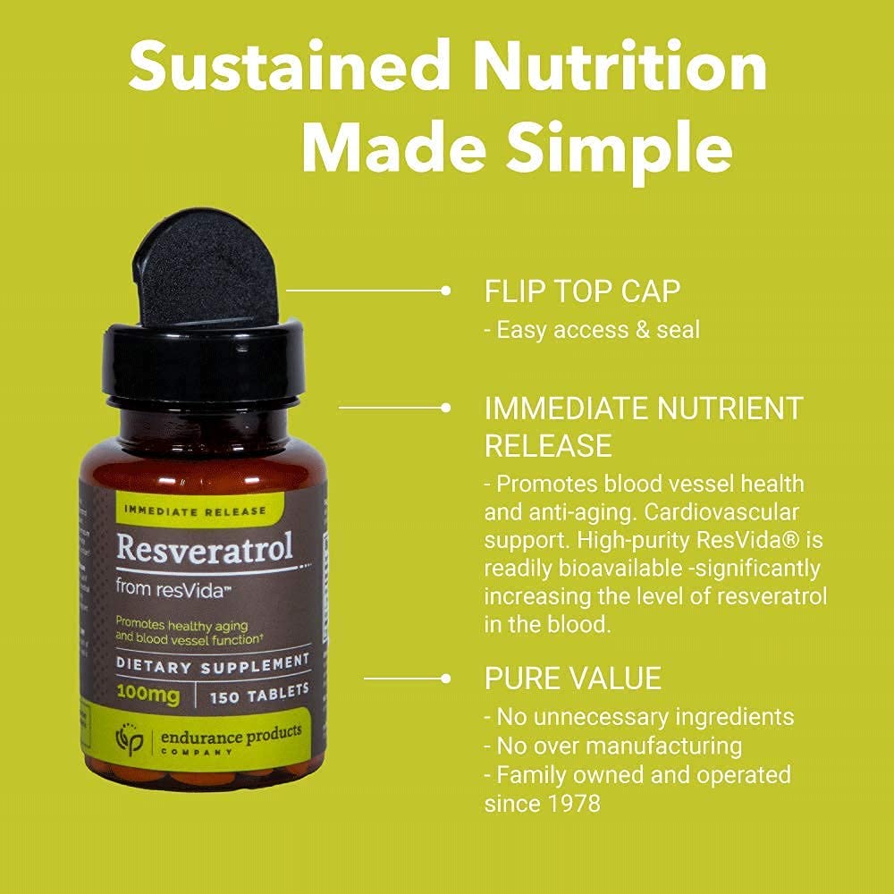Cápsulas Endurance suplemento antioxidante resveratrol y niacina