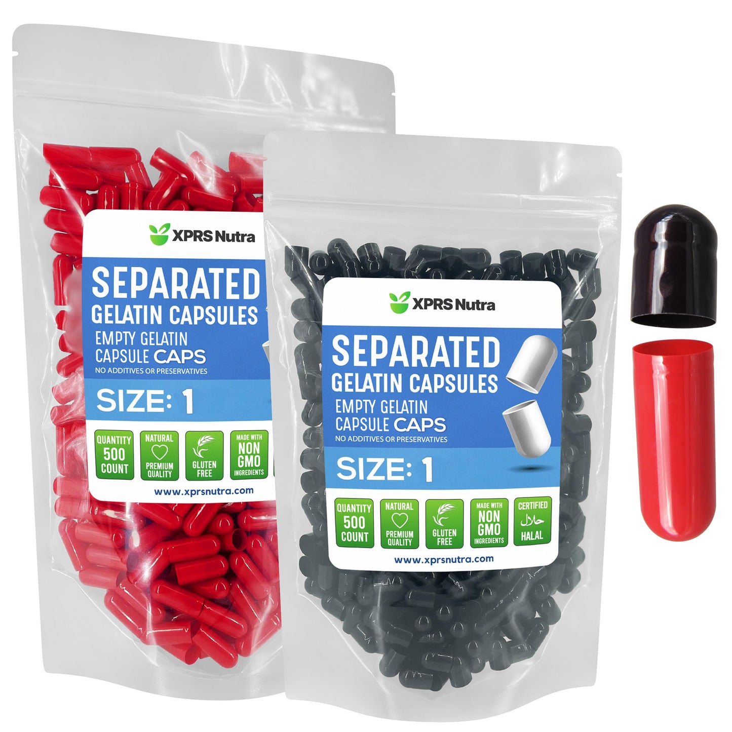 Cápsulas gelatina XPRS Nutra negro rojo tamaño 1 500 unidades