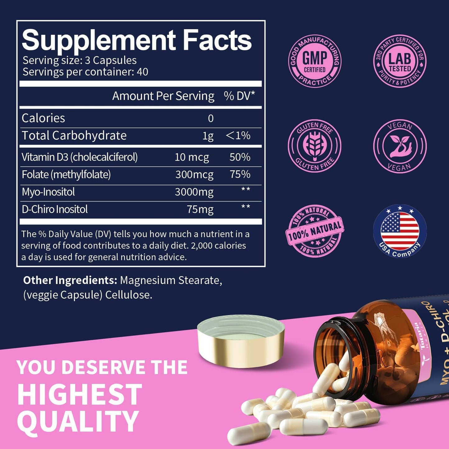 Cápsulas inositol para mujer Totaria suplemento equilibrio hormonal