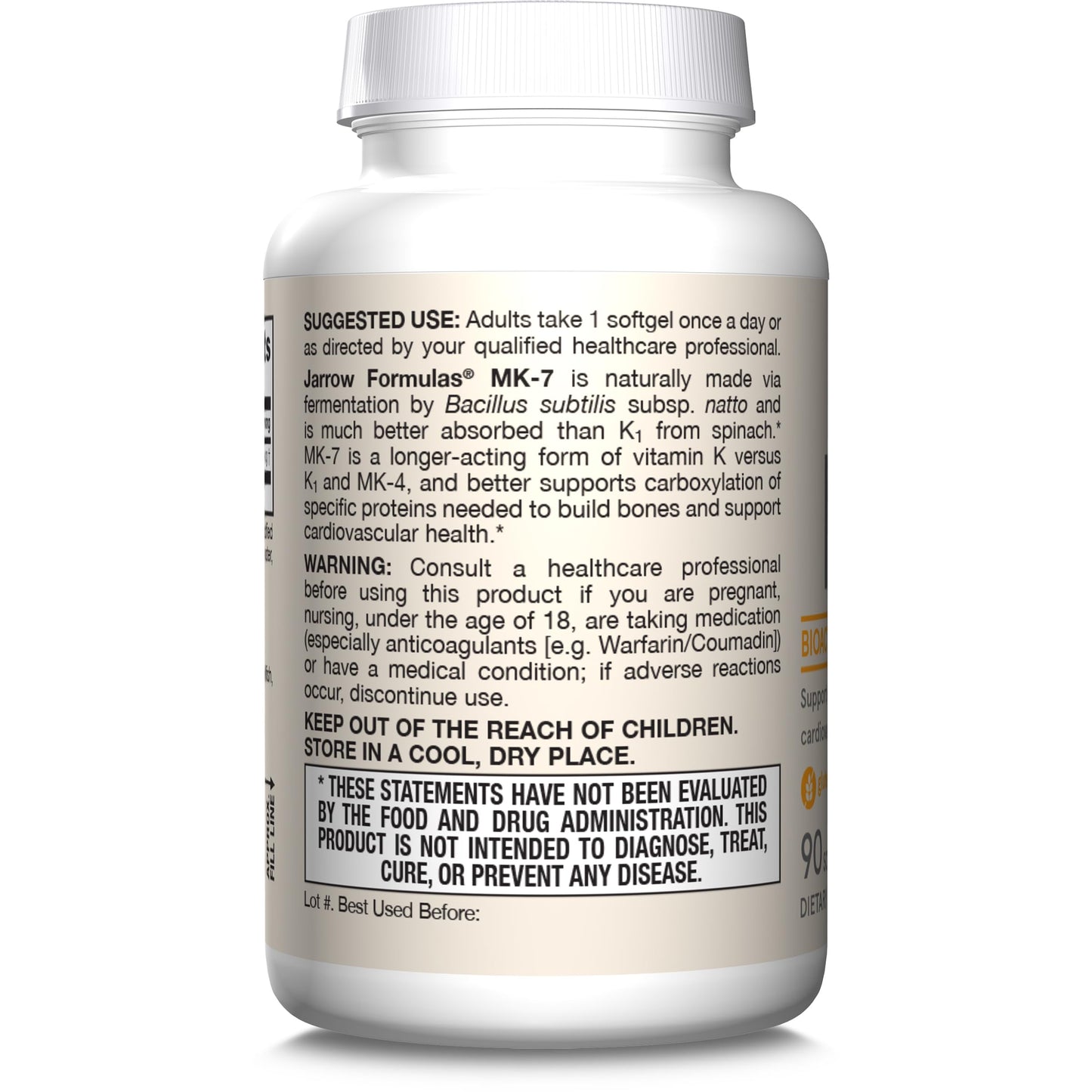 Cápsulas jarrow formulas vit k2 mk-7 90 dosis