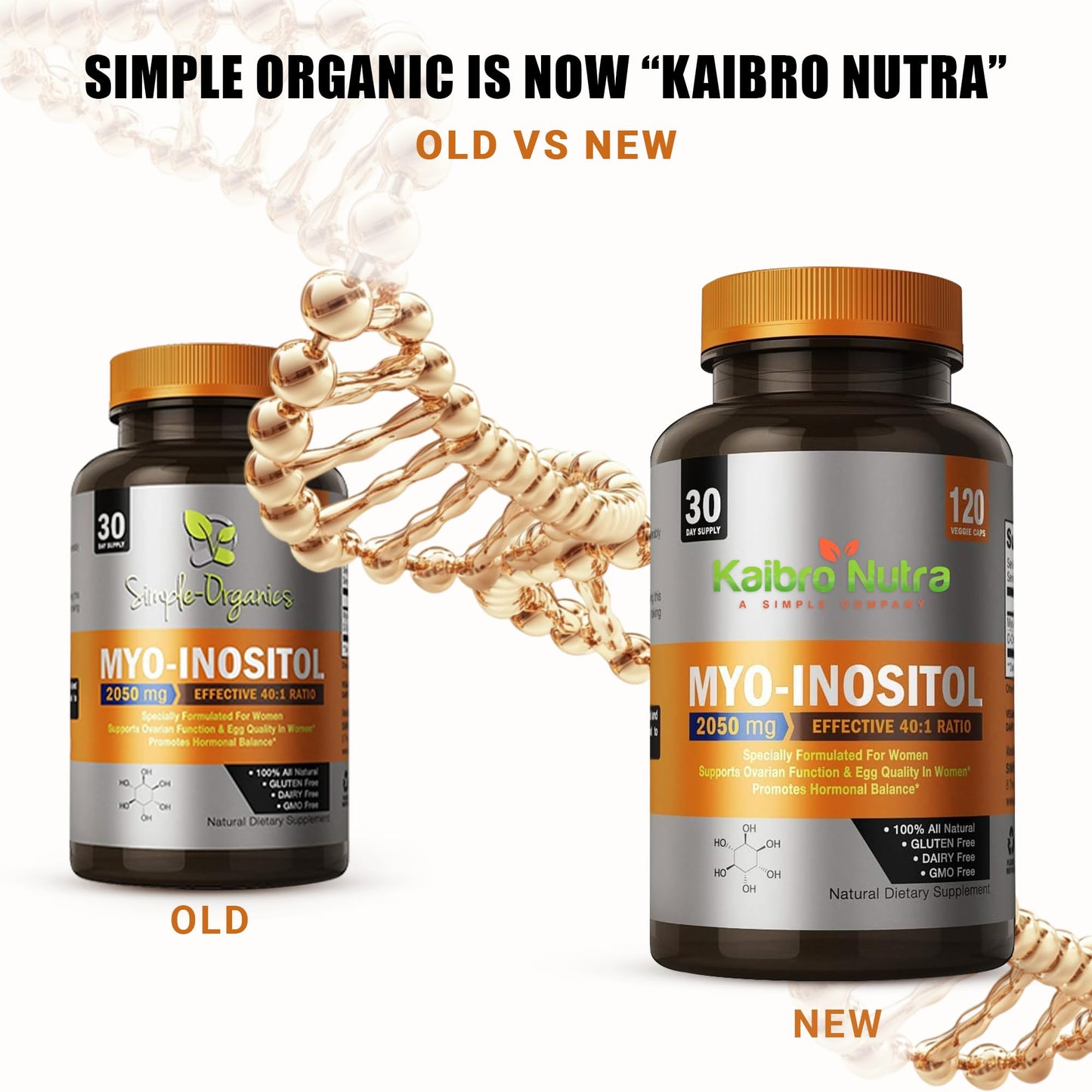 Cápsulas de Kaibro Nutra mio-inositol y D-Chiro para salud hormonal femenina