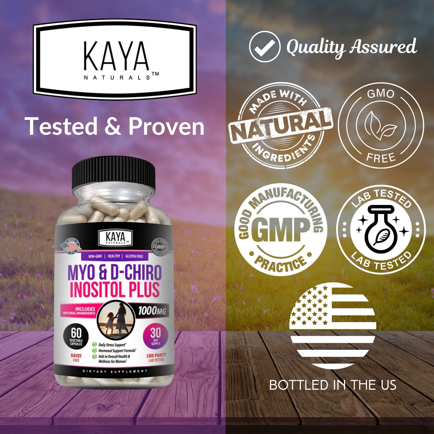 Cápsulas Kaya Naturals sin gluten y no organismos modificados