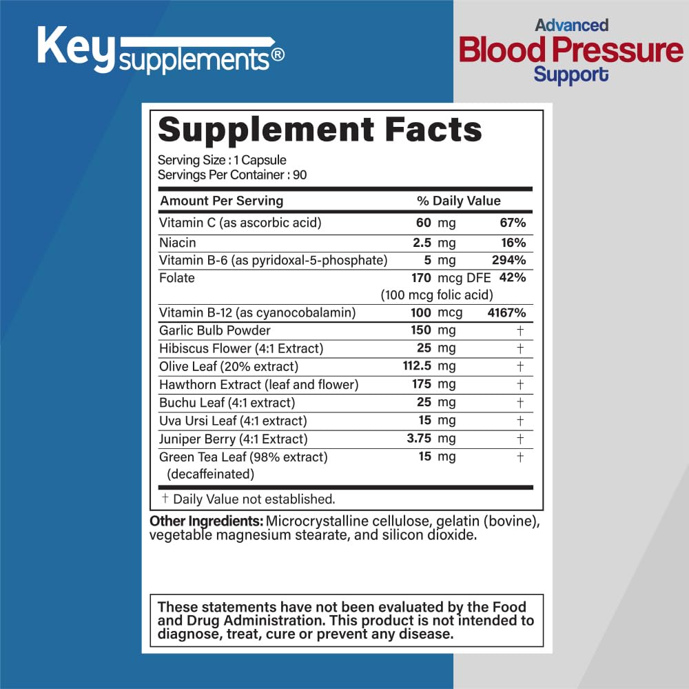 Cápsulas Key Supplements con vitaminas para presión arterial