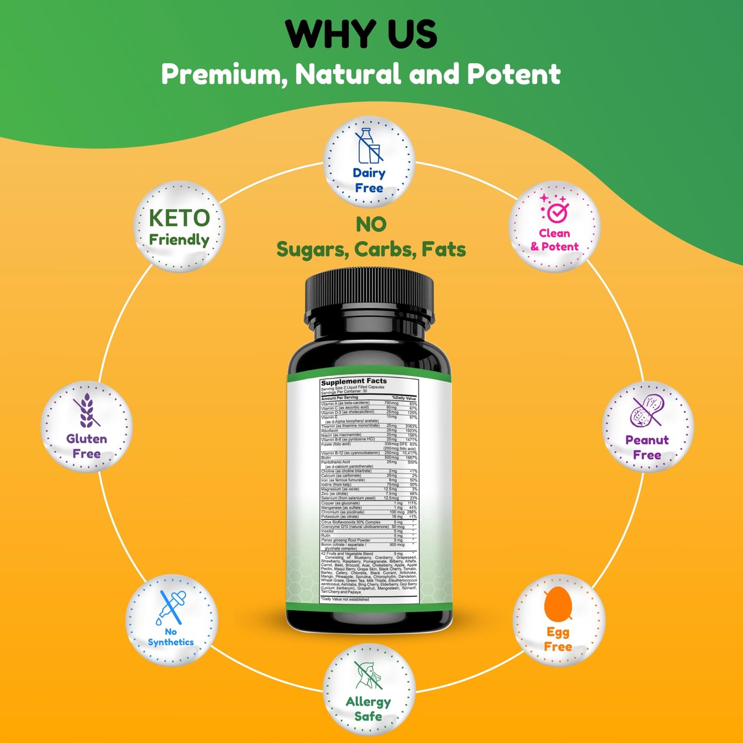 Cápsulas líquidas de multivitaminas halal SHIFAA