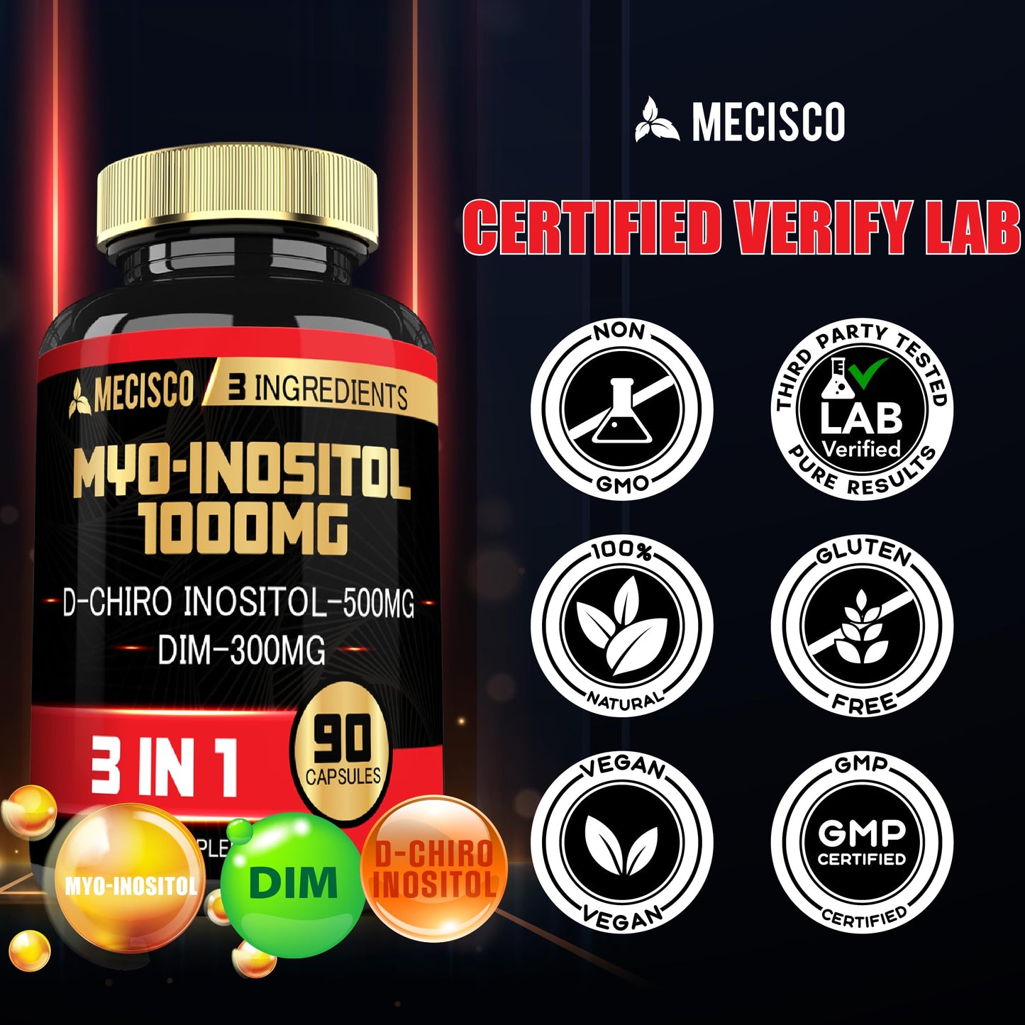 Cápsulas Mecisco inositol y DIM para ciclo regular bienestar