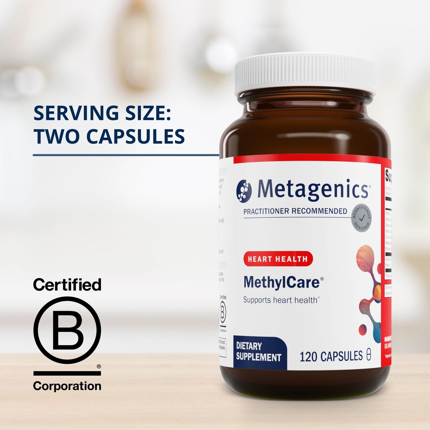 Cápsulas de Metagenics MethylCare folato calcio L-5-metiltetrahidrofolato