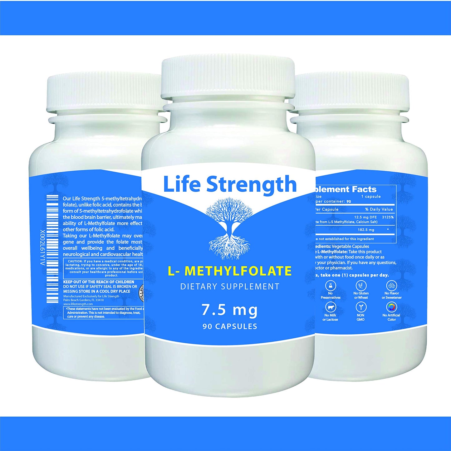 Cápsulas de metilfolato LifeStrength para apoyo cerebral y ánimo