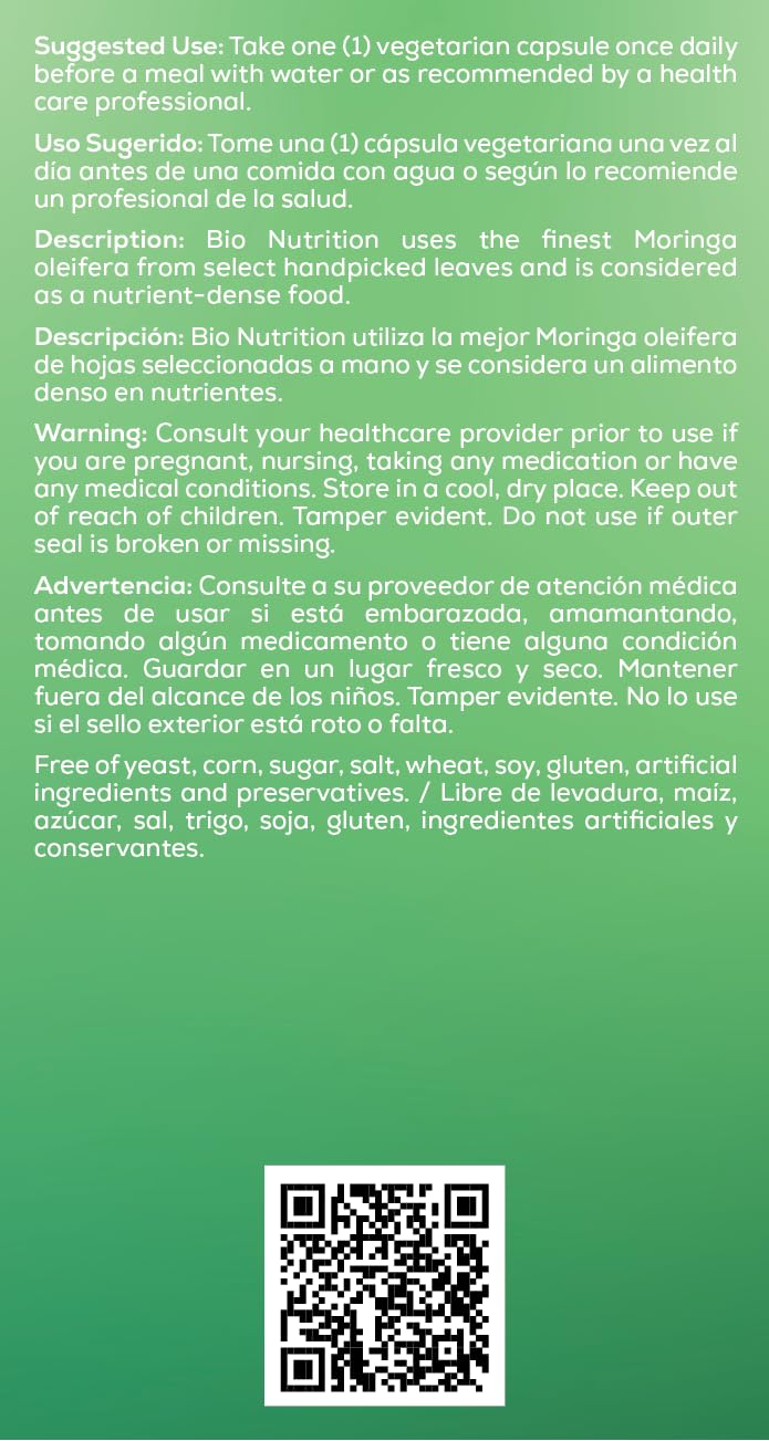 Cápsulas de Moringa Bio Nutrition