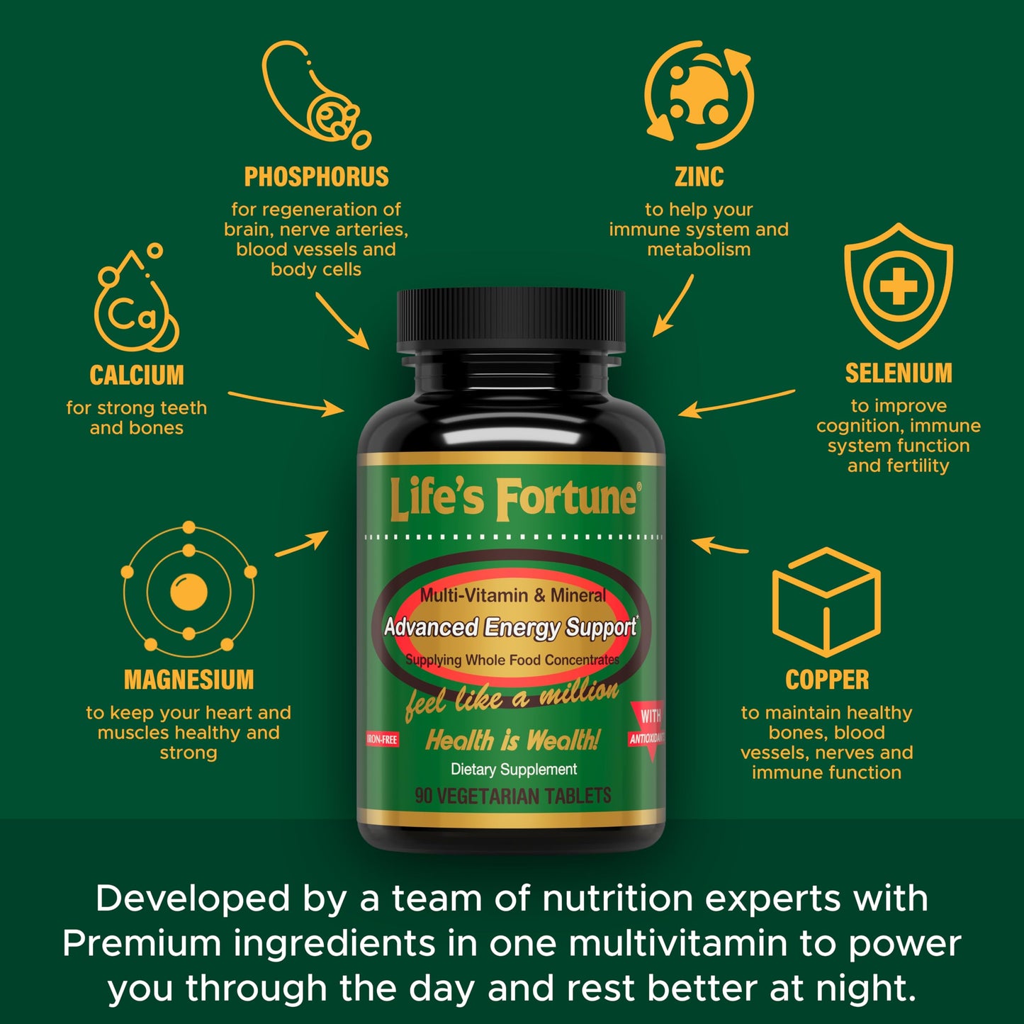 Cápsulas multivitamínicas Life's Fortune para energía y salud