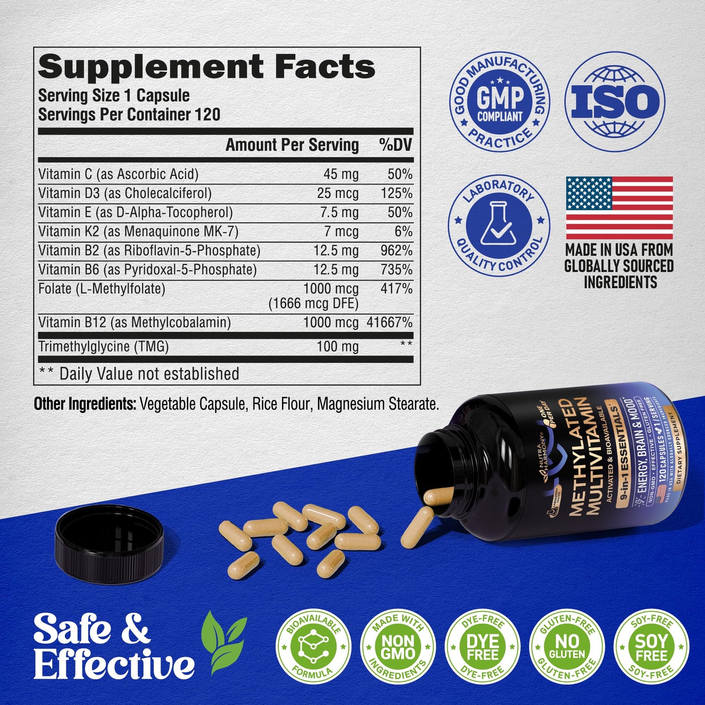 Cápsulas de multivitamínico metilado
