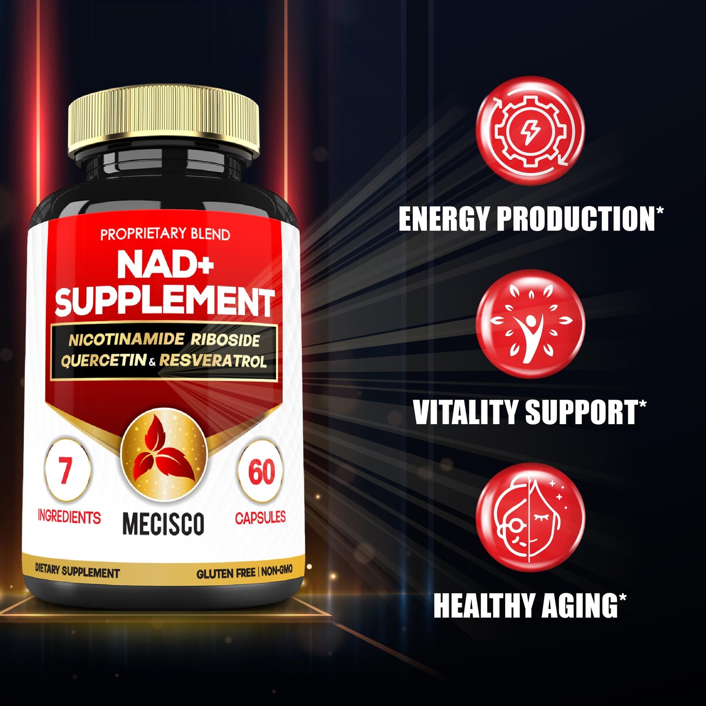 Cápsulas NAD+ Mecisco con extractos naturales para energía