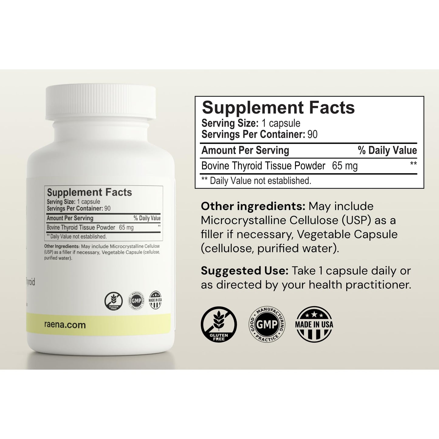 Cápsulas naturales premium de suplemento bovino Raena