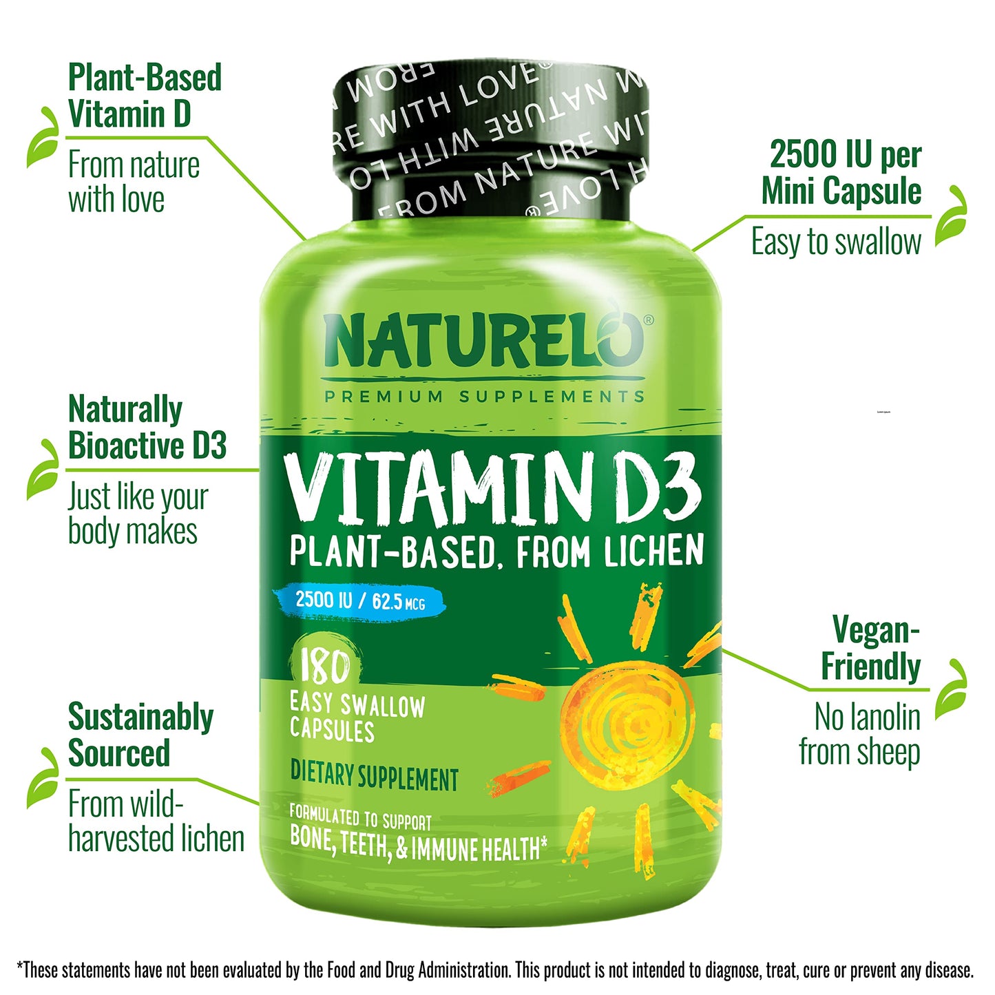 Cápsulas NATURELO vitamina D y B12 metilcobalamina vegana
