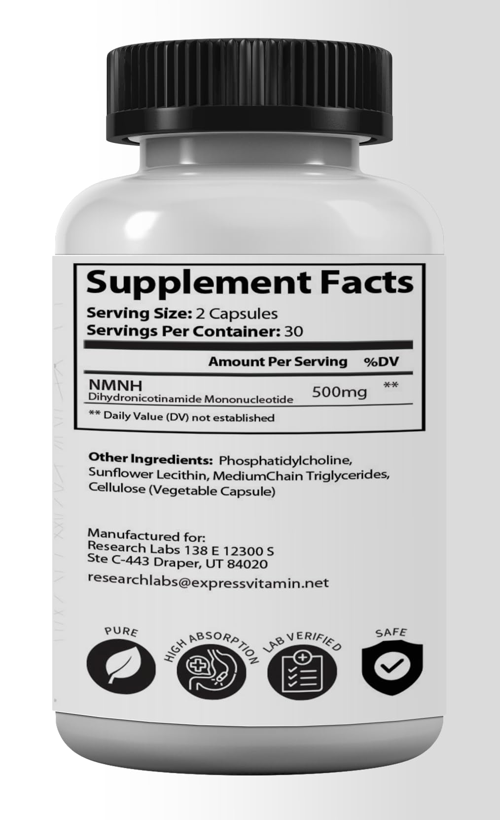 Cápsulas NMNH Research Labs apoyo NAD+ y función cerebral saludable