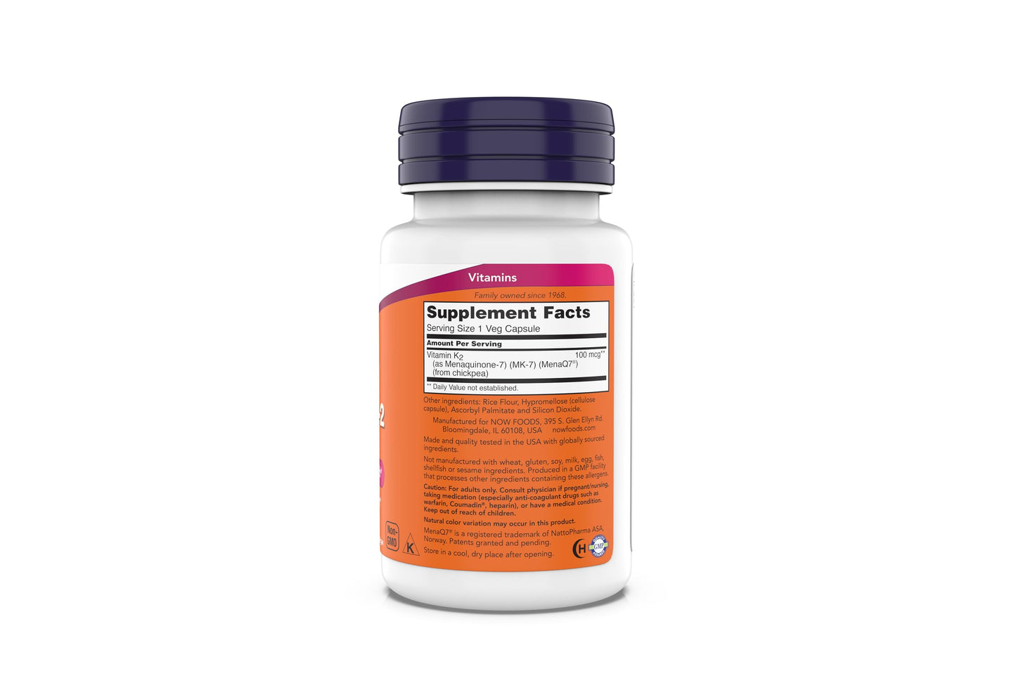 Cápsulas Now MK-7 vitamina K-2 saludables para huesos y arterias