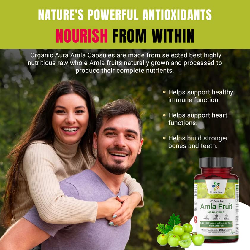 Cápsulas Organic Aura Amla superalimento vitamina c antioxidante
