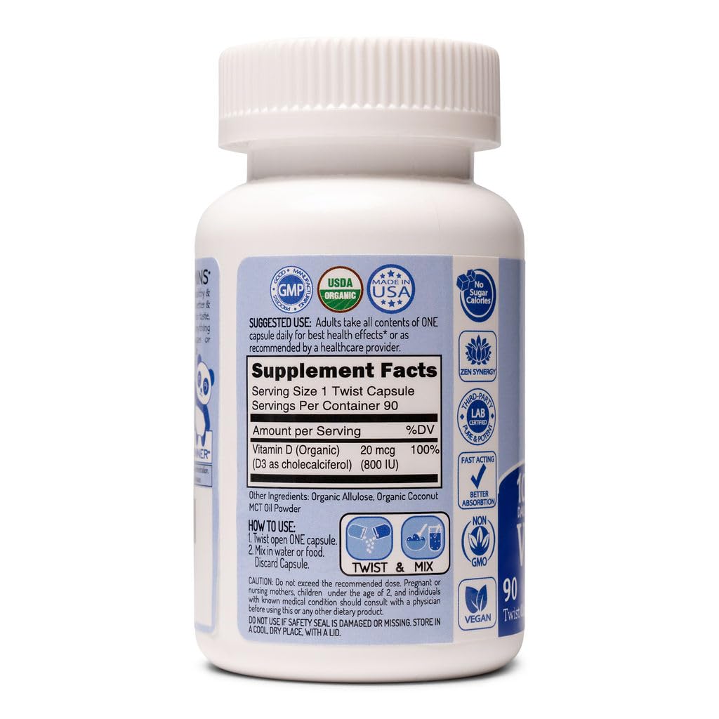 Cápsulas orgánicas veganas vitamina D3 sin sabor THIN PANDA