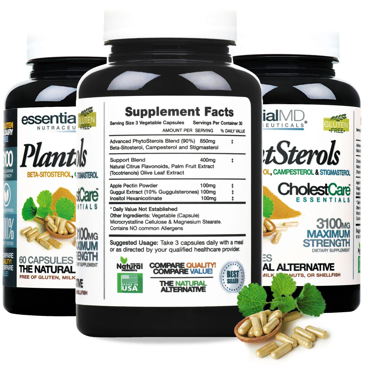 Cápsulas phytosterol essentials suplemento natural para salud
