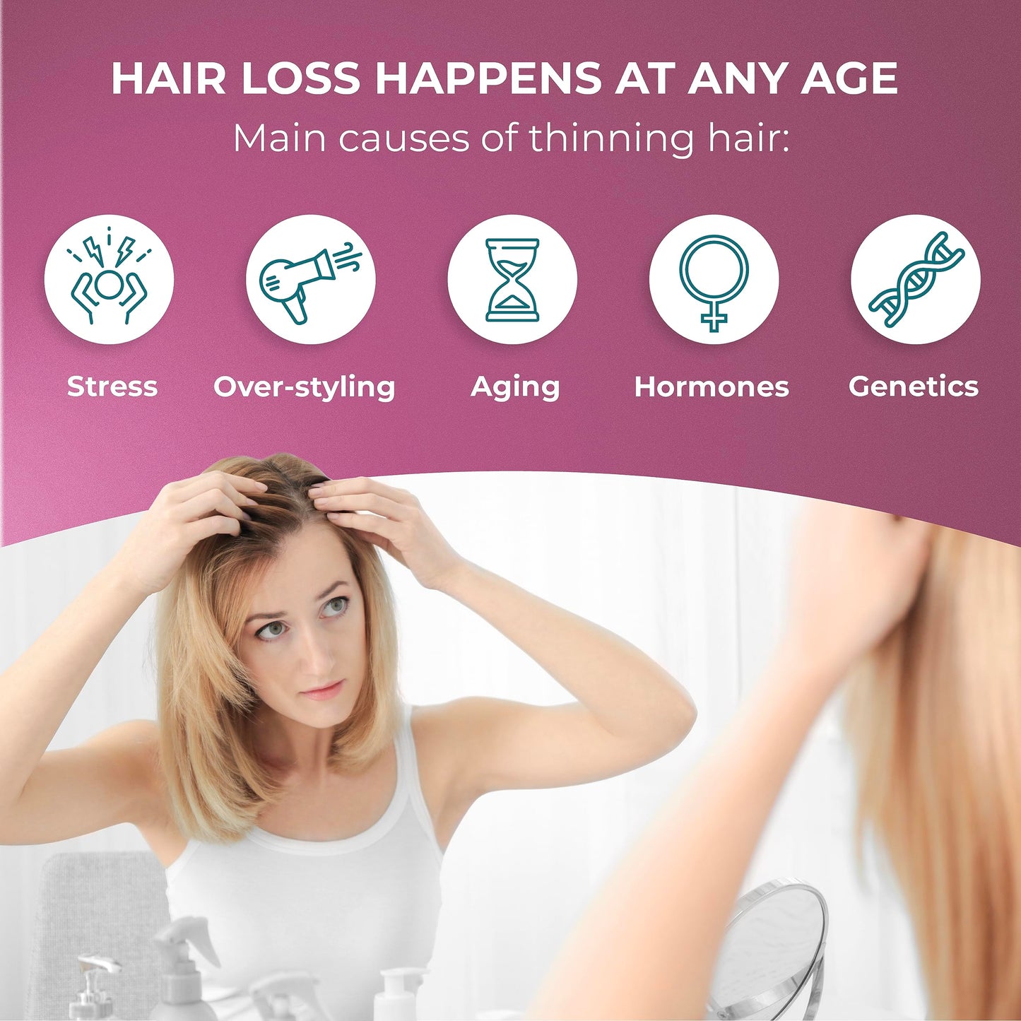 Cápsulas ReGROW para fortalecer cabello en mujeres