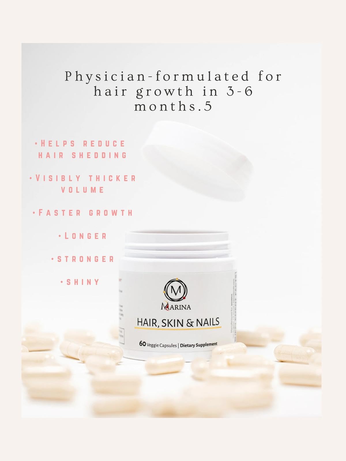 Cápsulas para salud capilar piel y uñas Marina