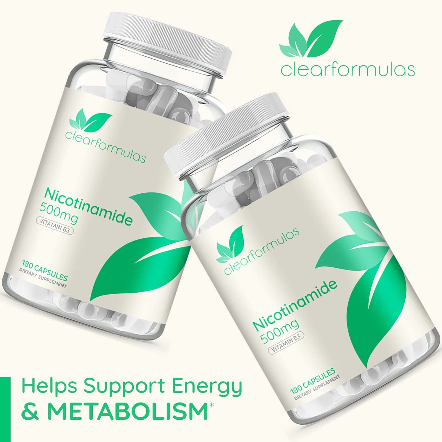 Cápsulas sin glutén ni OMG ClearFormulas nicotinamida