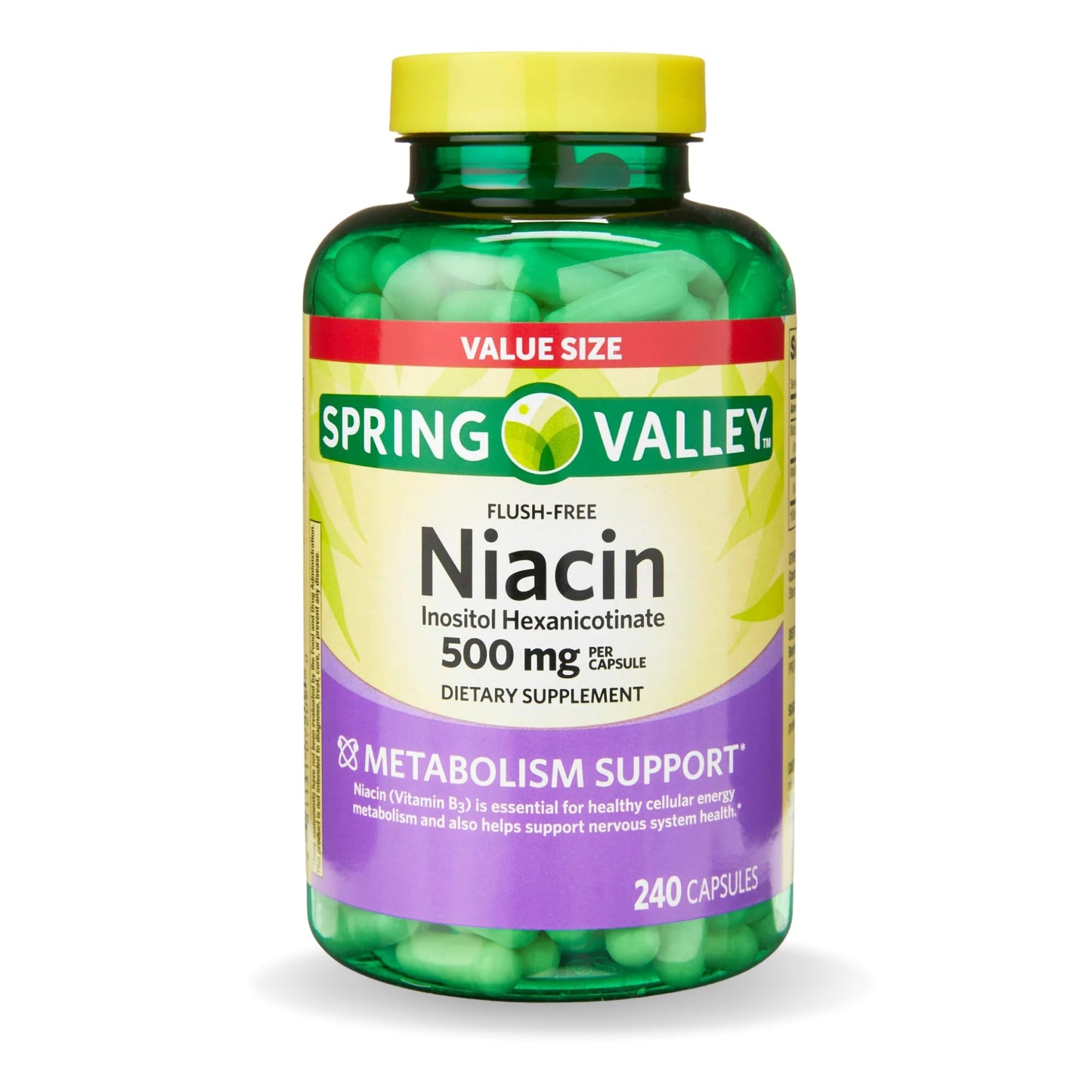 Cápsulas sin rubor niacina Spring Valley suplemento dietético 240 unidades
