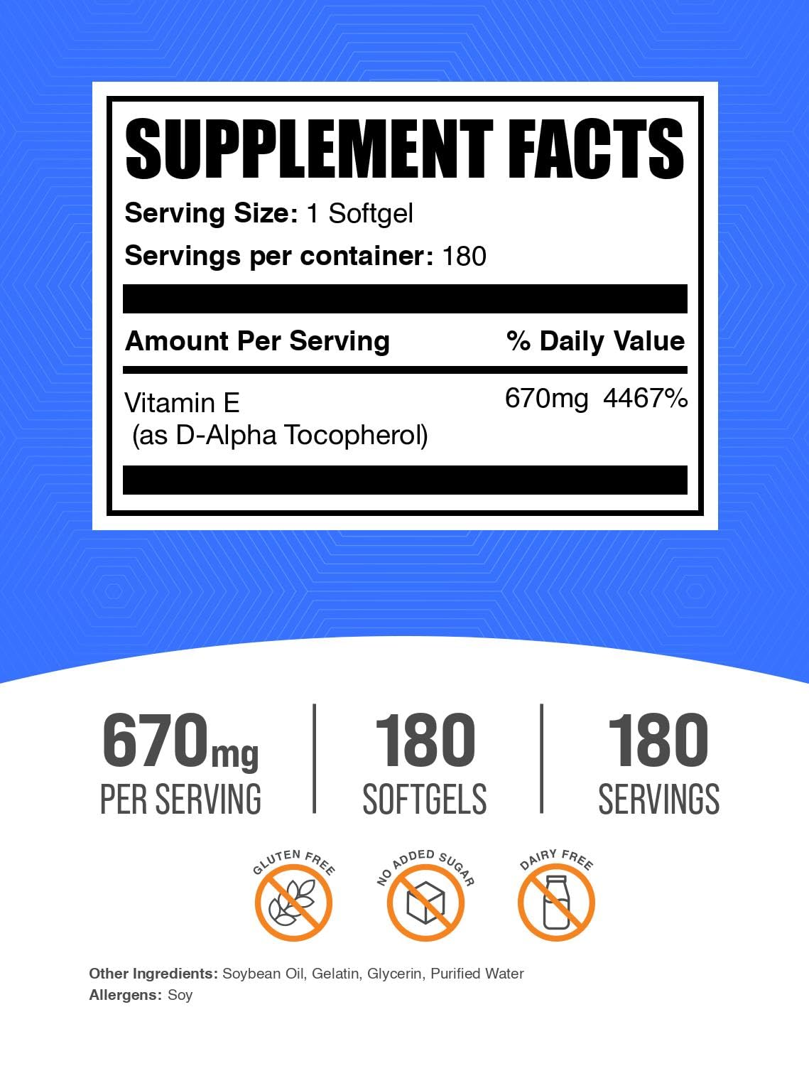 Cápsulas softgels BulkSupplements vitamina e soporte antioxidante