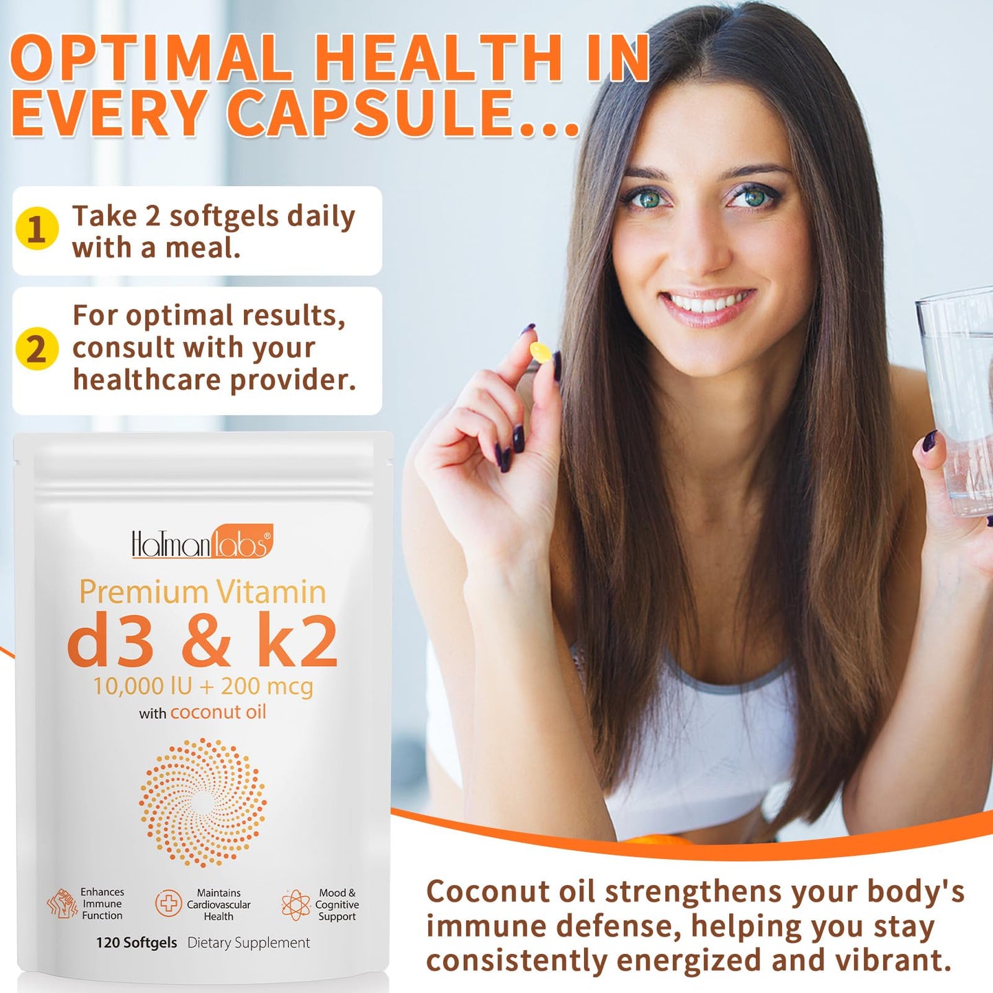 Cápsulas suaves Tooffi vitamina D3 K2 120 unidades