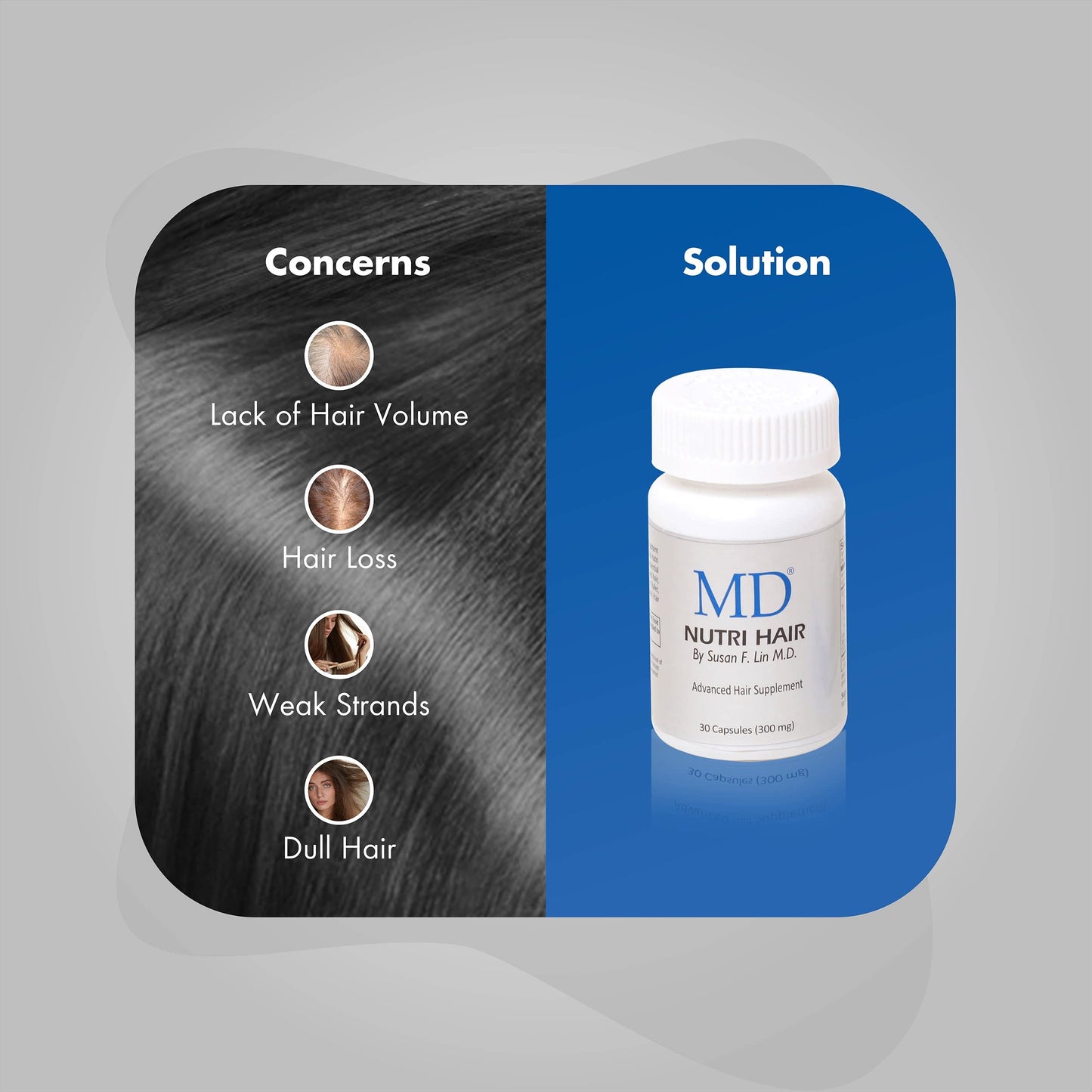 Cápsulas suplemento MD Nutri para fortalecer cabello