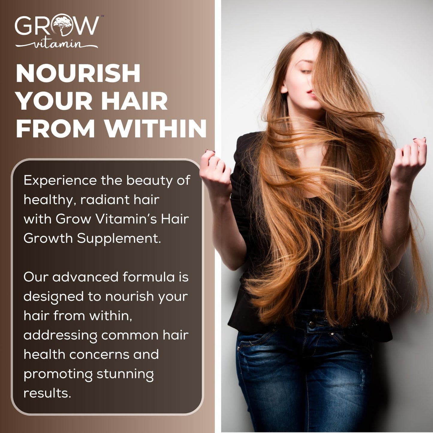 Cápsulas de suplemento Grow Vitamin para cabello piel y uñas