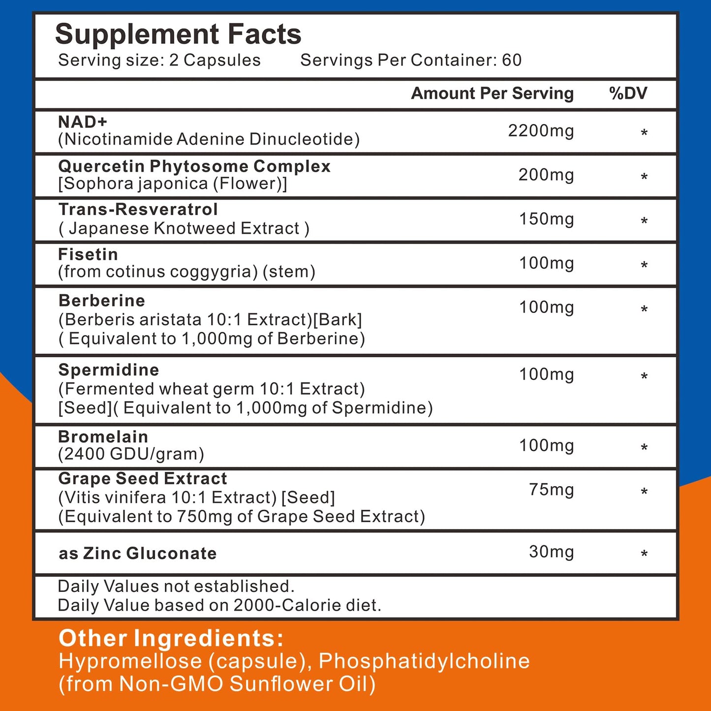 Cápsulas suplemento nad+ energía celular y antioxidante resveratrol